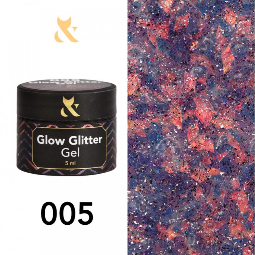 Гель для дизайна F.O.X Glow Glitter Gel 005, 5 мл