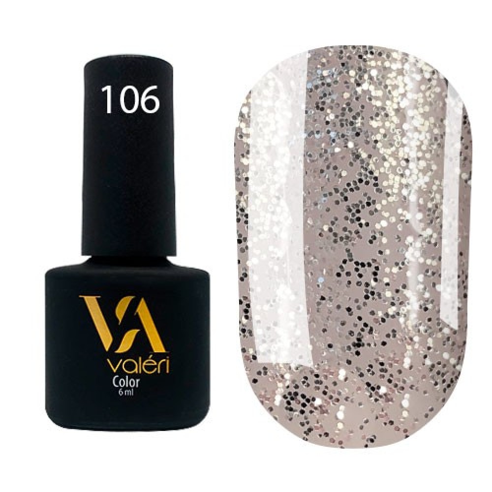 Гель-лак Valeri Color № 106 (белое золото с мелкими блестками), 6 мл