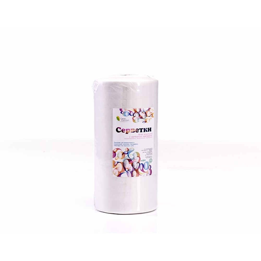 Салфетки спанлейс 40 г/м с перфорацией, гладкая структура CLEAN COMFORT белые 25х30см, 100 шт/рул