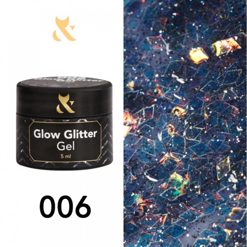 Гель для дизайна F.O.X Glow Glitter Gel 006, 5 мл