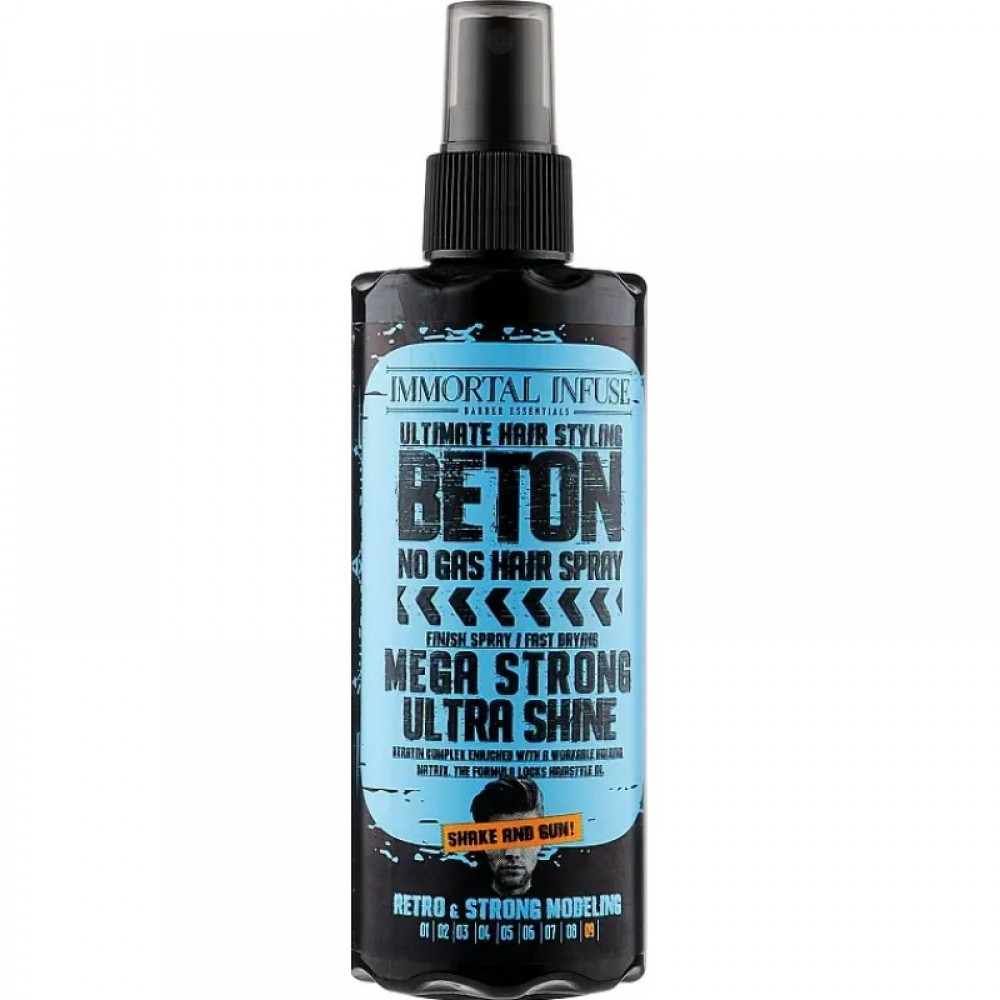 Воск спрей для волос Immortal Infuse Beton Мега сильный и блестящий, 200 мл