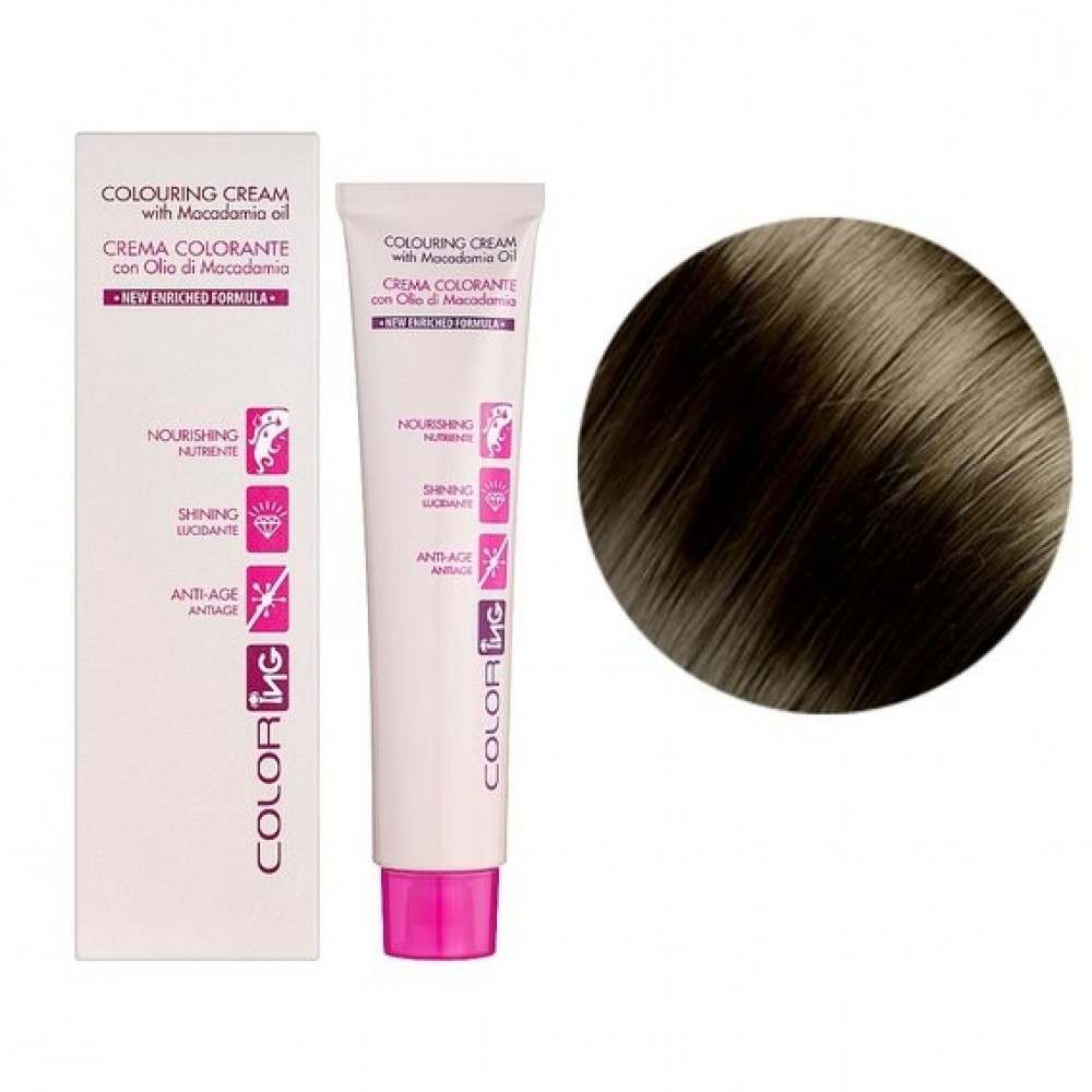 Крем-краска для волос ING Professional Colouring Cream with Macadamia oil 6.1 темный блондин пепельный, 60 мл