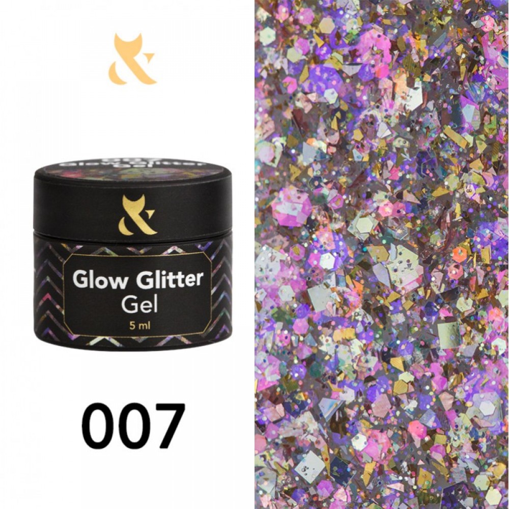 Гель для дизайна F.O.X Glow Glitter Gel 007, 5 мл