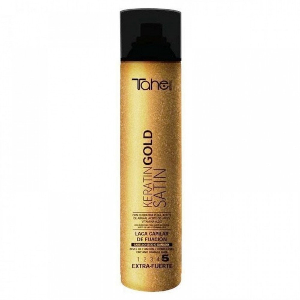 Лак для волос степень фиксации 5 TAHE Botanic Keratin Gold Satin, 400 мл