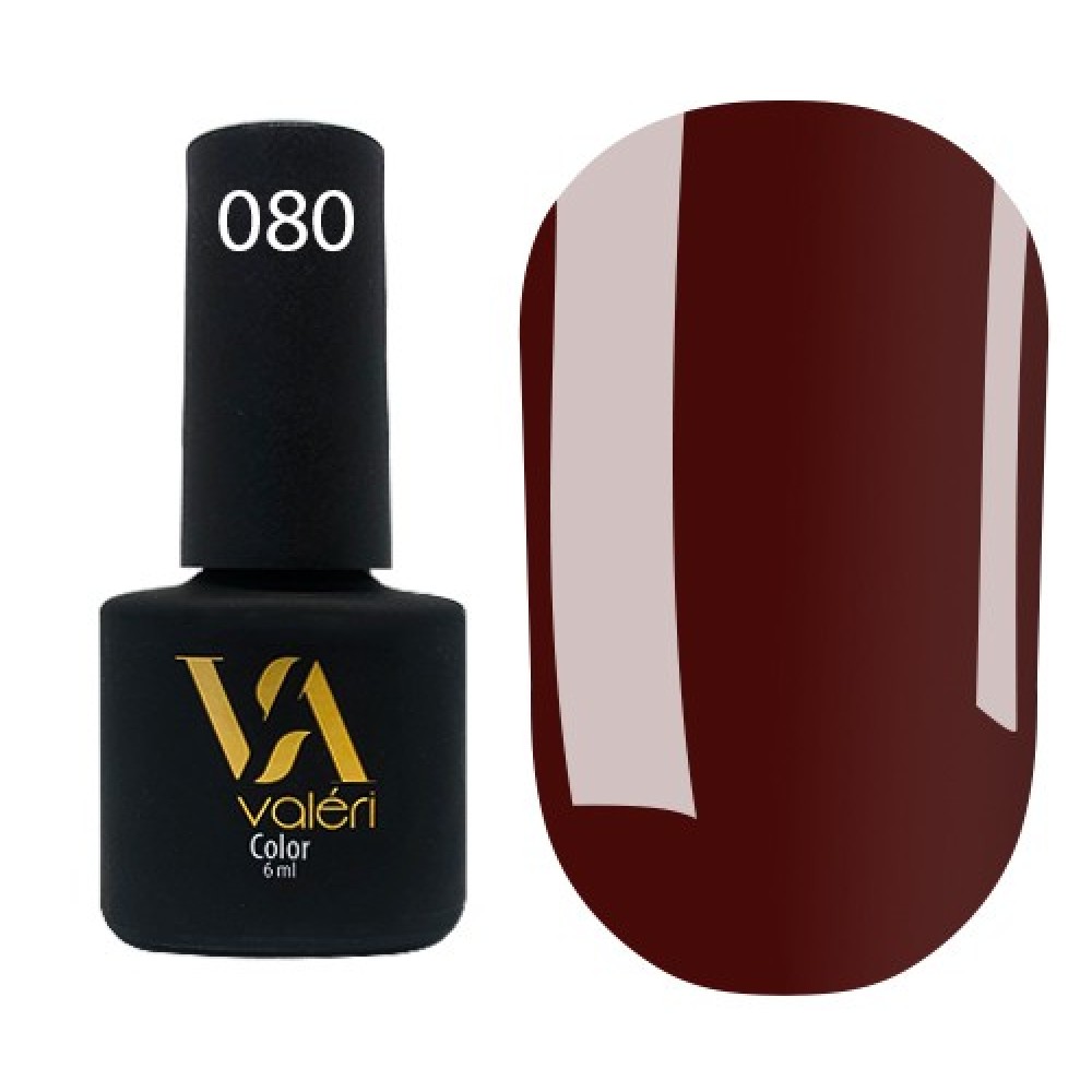 Гель-лак Valeri Color № 080 (бордово-красный, эмаль), 6 мл