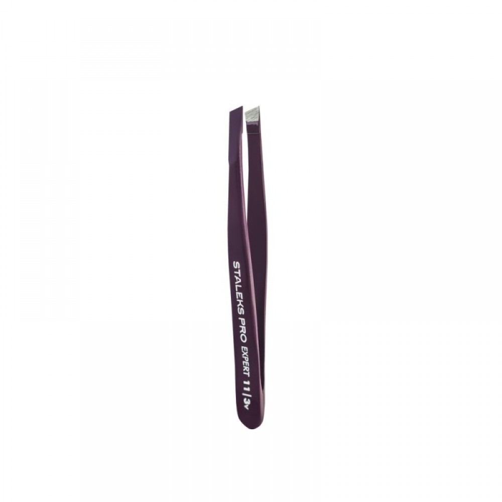 Пинцет для бровей EXPERT 11 TYPE 3v (широкие скошенные кромки), фиолетовый