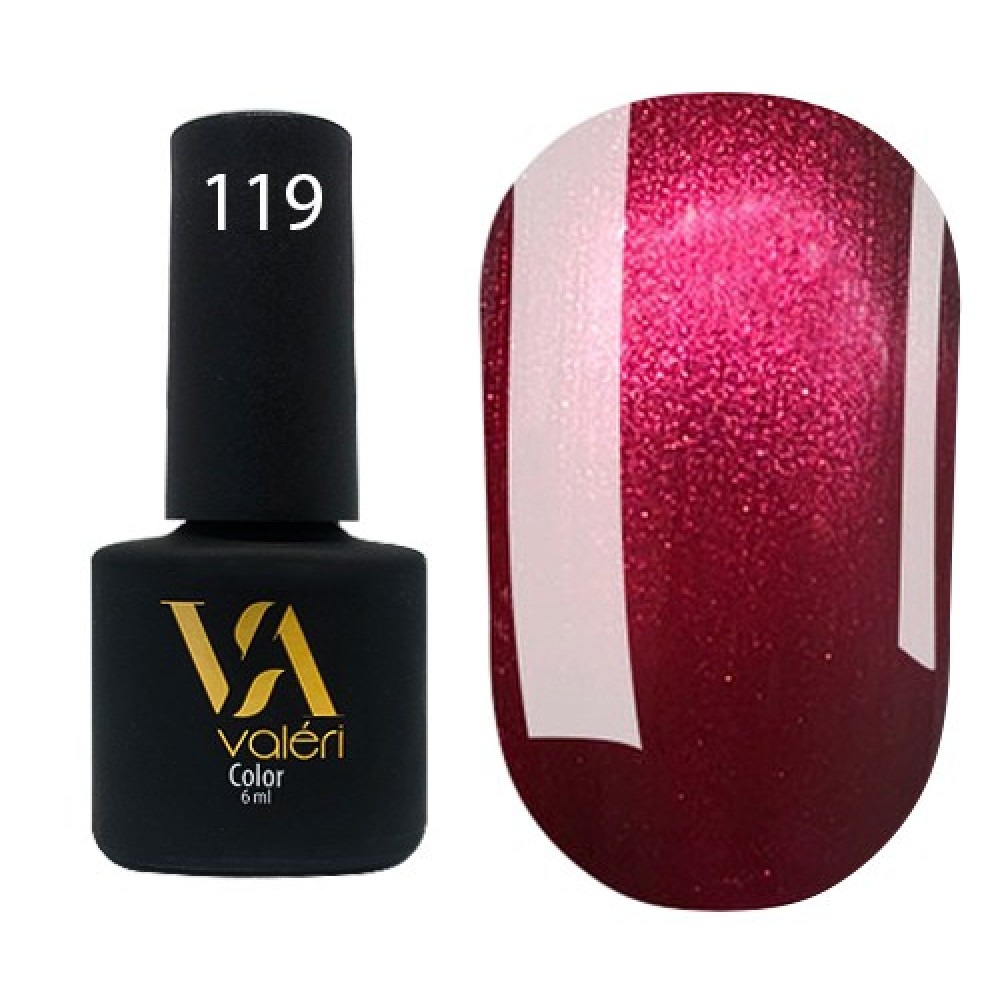 Гель-лак Valeri Color № 119 (бордовый с перламутром), 6 мл