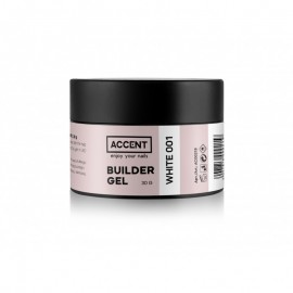 Моделирующий гель белый 001 Builder gel white 001 Accent, 30 мл