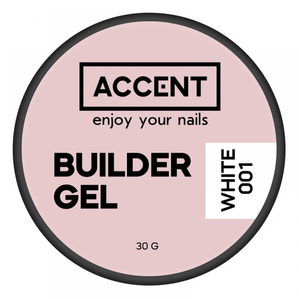 Моделирующий гель белый 001 Builder gel white 001 Accent, 30 мл