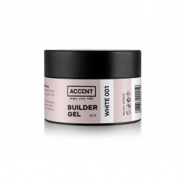 Моделирующий гель белый 001 Builder gel white 001 Accent, 30 мл