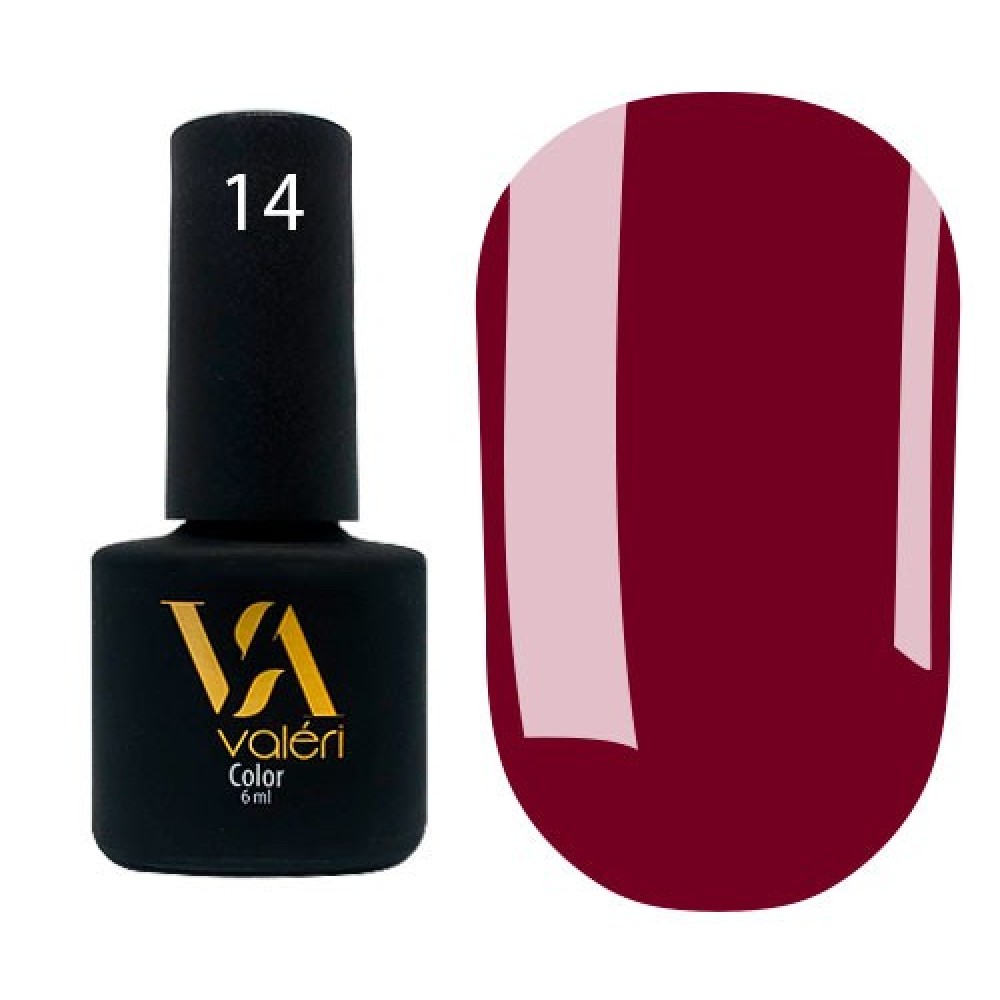 Гель-лак Valeri Color № 014 (винно-бордовый, эмаль), 6 мл