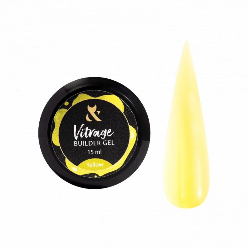 Моделирующий гель витражный жёлтый F.O.X Vitrage Builder gel Yellow, 15 ml