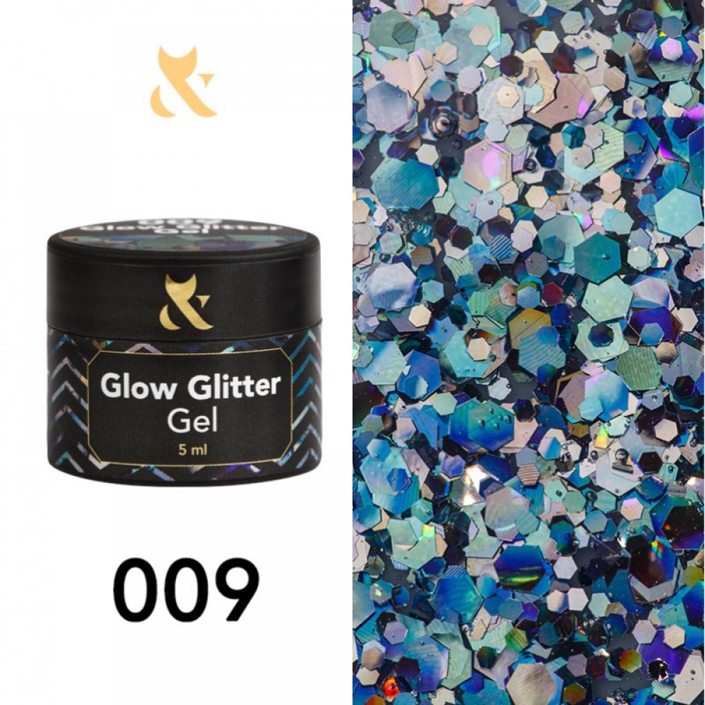 Гель для дизайна F.O.X Glow Glitter Gel 009, 5 мл