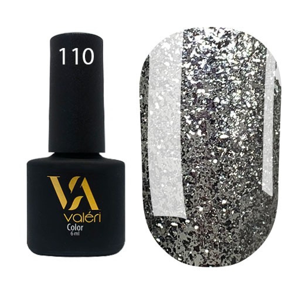 Гель-лак Valeri Color № 110 (серебро с блестками), 6 мл