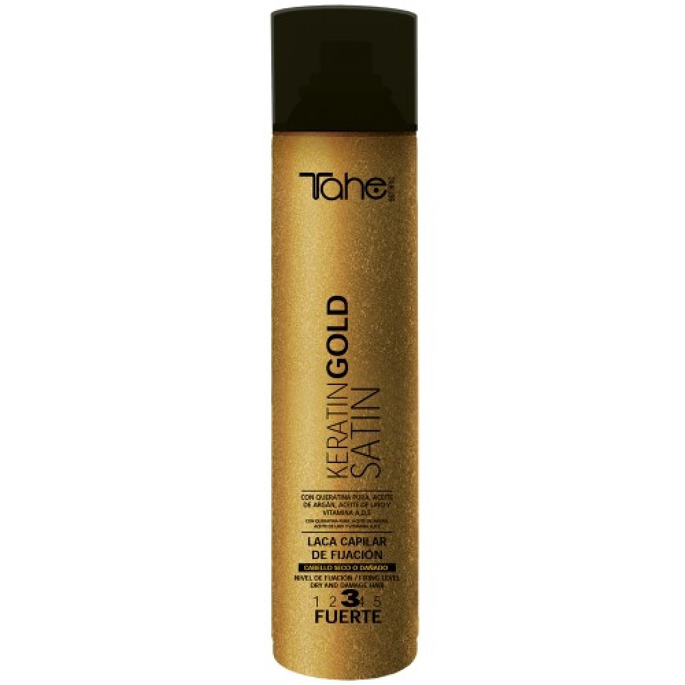 Лак для волос степень фиксации 3 TAHE Botanic Keratin Gold Satin, 400 мл