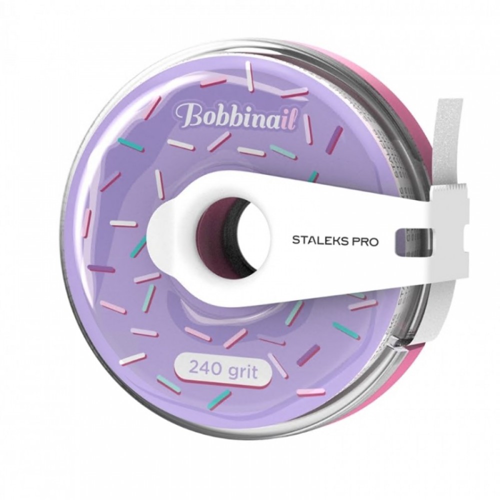 Сменный файл-лента белий в пластиковой катушке Bobbinail STALEKS PRO 240 грит (7 м)