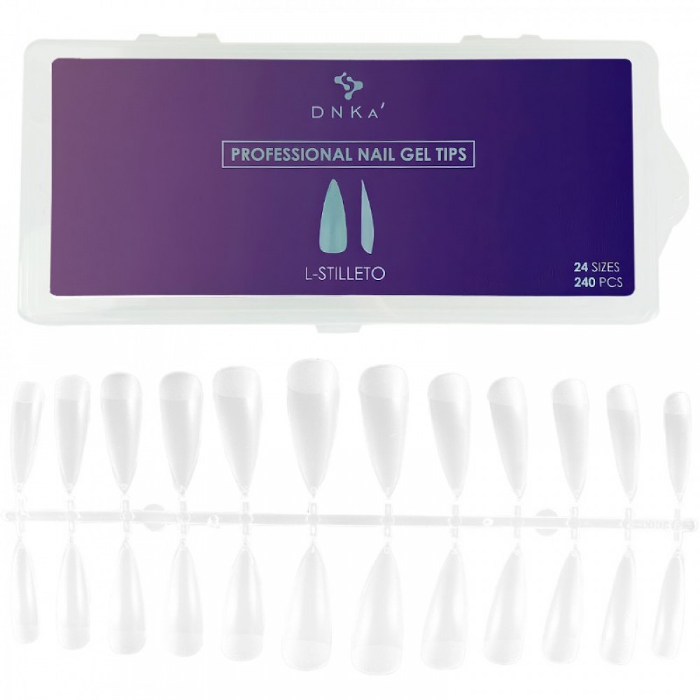 Гелевые типсы Professional Nail Gel Tips L-Stilleto (длинный стилет) DNKa, 240pcs